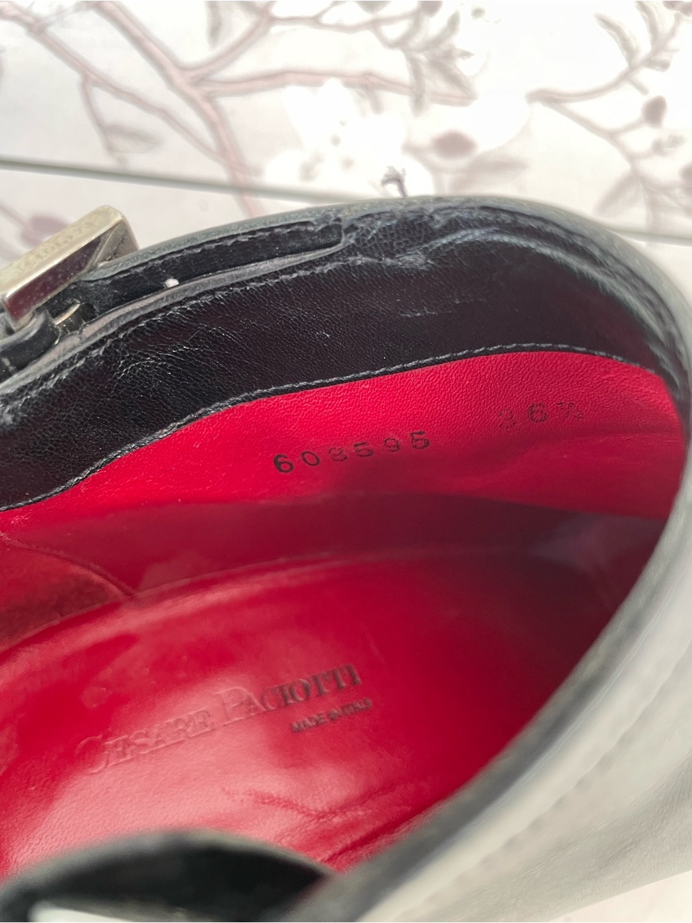 Cesare Paciotti Black Pointed Leather Ankle Booties with Red Lining - Picture 12 of 15